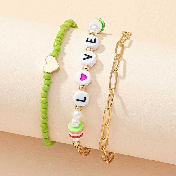 colorful soft pottery english letter bracelet woven beads set combination personalized mix and match, Golden;silver
colorful soft pottery english letter bracelet woven beads set combination personalized mix and match, Golden;silver