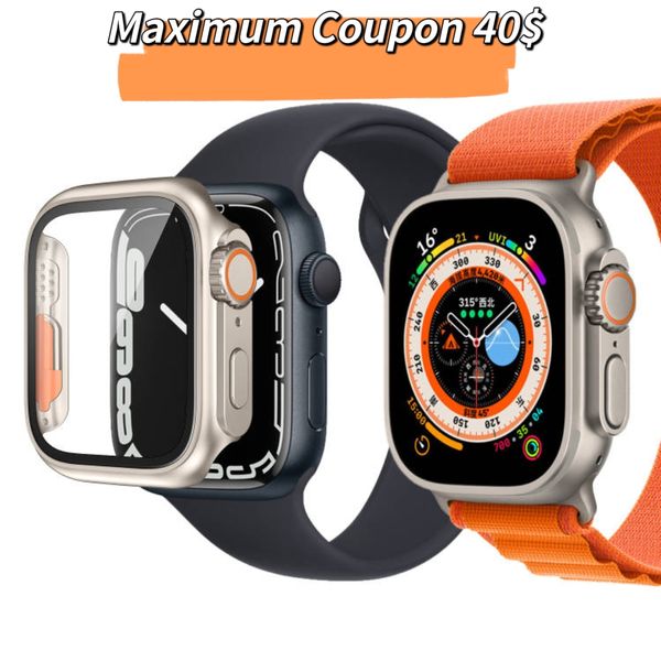 Image of smart watch For Apple watch Ultra Series 8 49mm iWatch marine strap smart watch sport watch wireless charging strap box Protective cover case Fast shipping