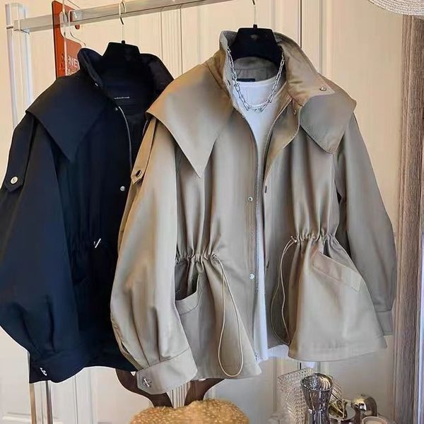 women's jackets spring autumn oversized casual khaki windbreaker women long sleeve drawstring zipper jacket 230515, Black;brown
women's jackets spring autumn oversized casual khaki windbreaker women long sleeve drawstring zipper jacket 230515, Black;brown