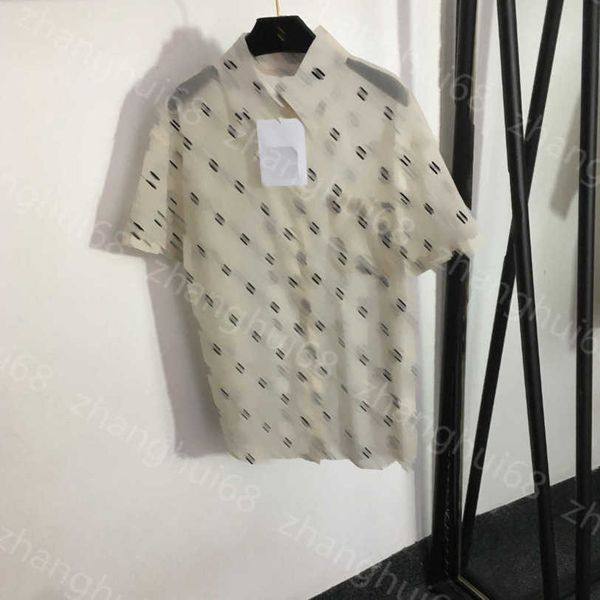 23ss womens designer clothing high neck blouse women shirt lapel presbytery flocked logo perspective short sleeve shirt women clothes a1, White
23ss womens designer clothing high neck blouse women shirt lapel presbytery flocked logo perspective short sleeve shirt women clothes a1, White