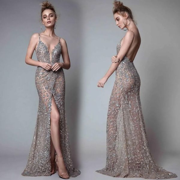 new gorgeous evening dresses prom party gown mermaid spaghetti floor-length sweep train beaded crystal sequins lace long backless illusion, Black
new gorgeous evening dresses prom party gown mermaid spaghetti floor-length sweep train beaded crystal sequins lace long backless illusion, Black