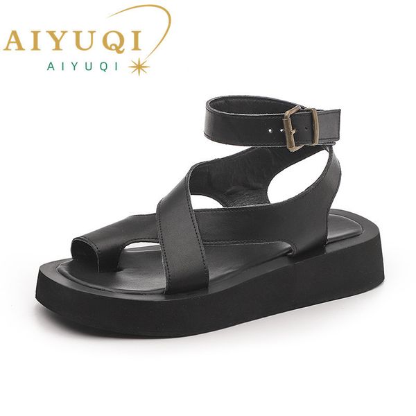 sandals aiyuqi women summer sandals genuine leather ladies sandals flat fashion sandals women 230515, Black
sandals aiyuqi women summer sandals genuine leather ladies sandals flat fashion sandals women 230515, Black