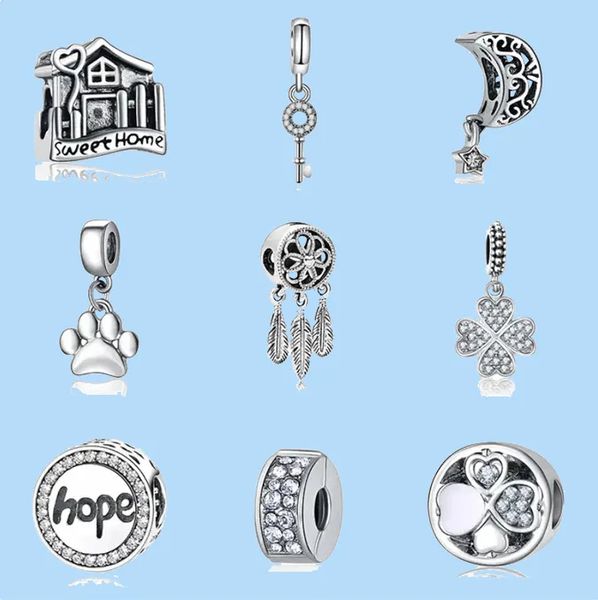 925 charm beads accessories fit pandora charms jewelry home love lucky clover white clear cz bead, Black
925 charm beads accessories fit pandora charms jewelry home love lucky clover white clear cz bead, Black