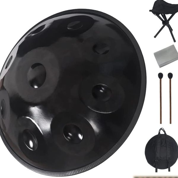 handpan drum d minor 440hz 22" (approx. 55.9 cm) 9 notes steel black tambourine musical instrument with soft handbag
handpan drum d minor 440hz 22" (approx. 55.9 cm) 9 notes steel black tambourine musical instrument with soft handbag