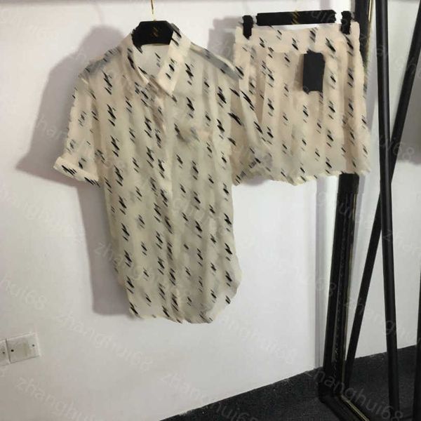 23ss womens designer clothing women set shirt set lapel flocked logo letter perspective short sleeve shirt casual shorts set women clothes a, White
23ss womens designer clothing women set shirt set lapel flocked logo letter perspective short sleeve shirt casual shorts set women clothes a, White