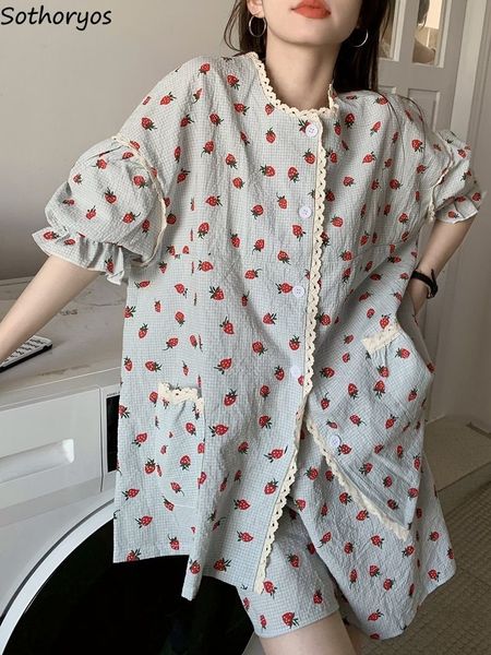 women's sleepwear summer baggy pajama sets women short-sleeve sweet strawberry chic print aesthetic student dormitory sleepwear ins 2 p, Black;red
women's sleepwear summer baggy pajama sets women short-sleeve sweet strawberry chic print aesthetic student dormitory sleepwear ins 2 p, Black;red