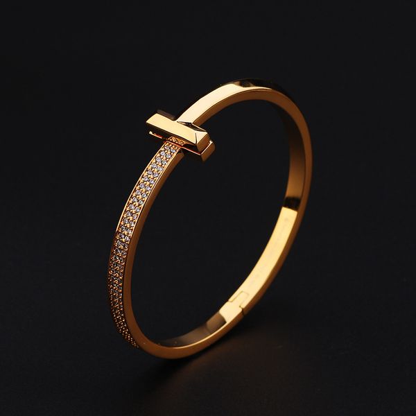 half inlaid double t bracelet european and american fashion design everything light luxury female style micro inlaid zircon wide version han, Black
half inlaid double t bracelet european and american fashion design everything light luxury female style micro inlaid zircon wide version han, Black
