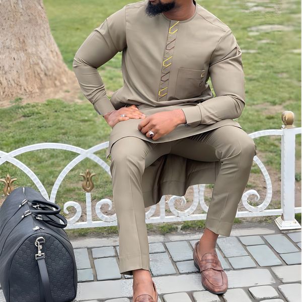 men's tracksuits men's suit solid color long sleeve embroidered shirt and casual pants 2-piece set business travel elements men�, Gray
men's tracksuits men's suit solid color long sleeve embroidered shirt and casual pants 2-piece set business travel elements men�, Gray