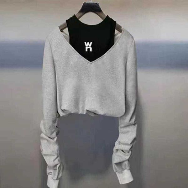 fashion sweatshirt designer sweater womens spring autumn two-piece color matching short off-the-shoulder pullover sweaters long sleeve top, Black
fashion sweatshirt designer sweater womens spring autumn two-piece color matching short off-the-shoulder pullover sweaters long sleeve top, Black
