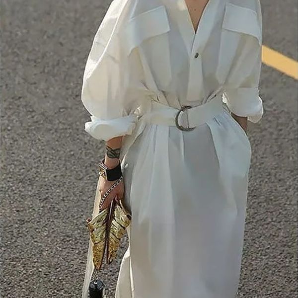 two piece dress es for women 2023 summer white es shirt office loose casual v neck high waist belt temperament elegant lady 230512
two piece dress es for women 2023 summer white es shirt office loose casual v neck high waist belt temperament elegant lady 230512