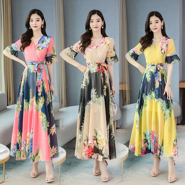 light mature style fashion chiffon temperament commuting big flower print long design high waist elegant popular women's clothing m-4xl, Black
light mature style fashion chiffon temperament commuting big flower print long design high waist elegant popular women's clothing m-4xl, Black
