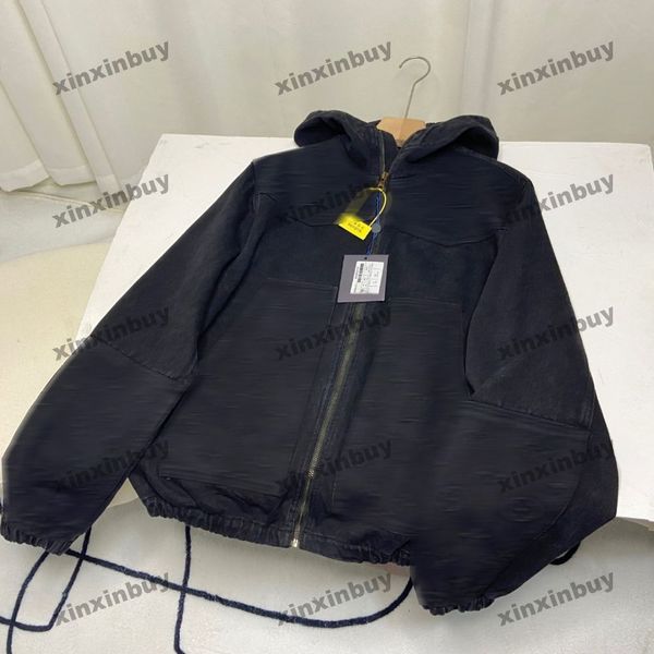 xinxinbuy men designer coat jacket hooded letter emboss panelled letter denim sets long sleeve women black apricot s-2xl, Black;brown
xinxinbuy men designer coat jacket hooded letter emboss panelled letter denim sets long sleeve women black apricot s-2xl, Black;brown