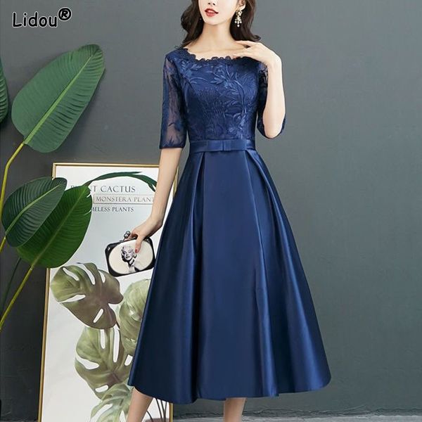 casual dresses temperament fashion solid dresses round neck patchwork lace gauze embroidery midi skirts women's clothing elegant summer, Black;gray
casual dresses temperament fashion solid dresses round neck patchwork lace gauze embroidery midi skirts women's clothing elegant summer, Black;gray