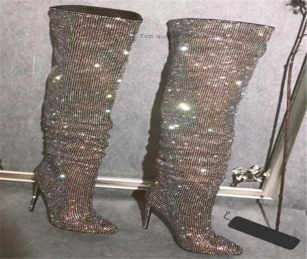 heel boots high heel boots wedding dress shoes women slim style rhinestone over knee thin charming pointed toe crystal long1721011, Black
heel boots high heel boots wedding dress shoes women slim style rhinestone over knee thin charming pointed toe crystal long1721011, Black