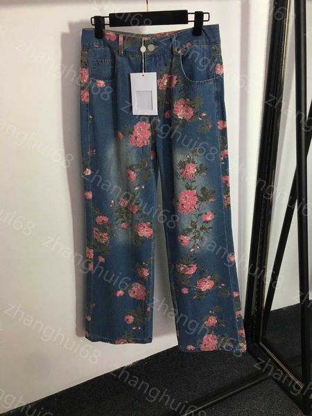 23ss designer women jeans womens pants denim jeans high-waisted denim pants in pink flower print womens clothing, Blue
23ss designer women jeans womens pants denim jeans high-waisted denim pants in pink flower print womens clothing, Blue