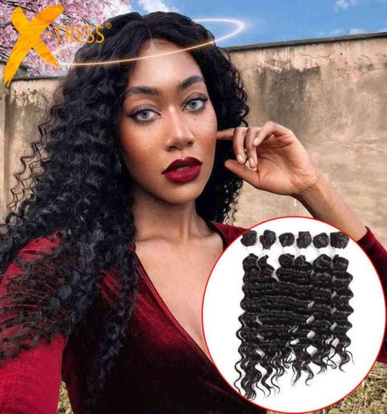 xtress synthetic hair weaving bundles 6pieces natural black colored deep wave hair weft extensions for full head 16 18 20inch h225470333
xtress synthetic hair weaving bundles 6pieces natural black colored deep wave hair weft extensions for full head 16 18 20inch h225470333