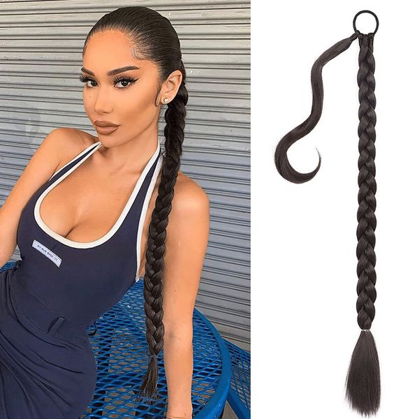 32 inch ponytail wrapped hair extension ponytail boxing braided ponytail hair with many styles to choose from supporting customization, Black
32 inch ponytail wrapped hair extension ponytail boxing braided ponytail hair with many styles to choose from supporting customization, Black