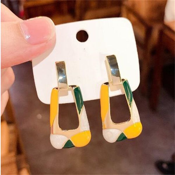 trendy european and american colored enamel earrings with hollowed out geometric long pendant earrings fashionable party jewelry ae766, Golden
trendy european and american colored enamel earrings with hollowed out geometric long pendant earrings fashionable party jewelry ae766, Golden