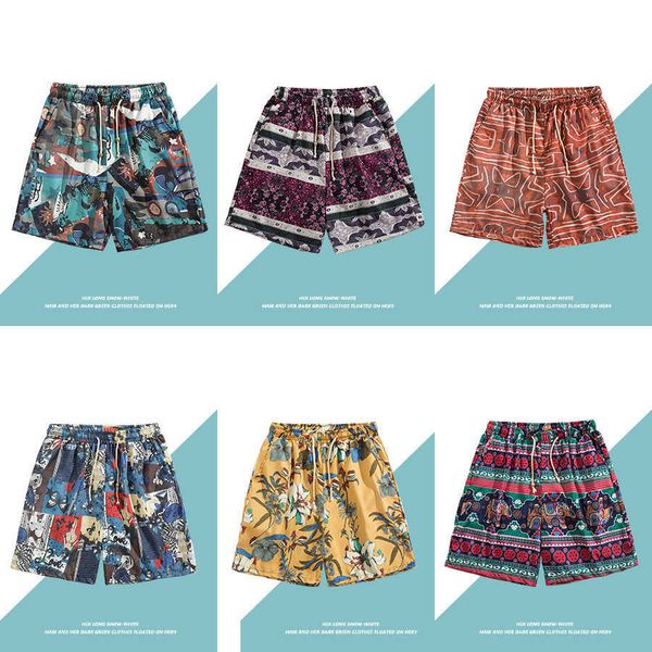 men's clothing summer floral shorts loose seaside beach pants trendy brand ins big five point casual quick drying sports, White;black
men's clothing summer floral shorts loose seaside beach pants trendy brand ins big five point casual quick drying sports, White;black