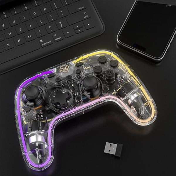 Image of Game Controllers RGB Controller Turbo Function Transparent Wireless Gamepad Custom APP Bluetooth-compatible For Switch PC/Lite