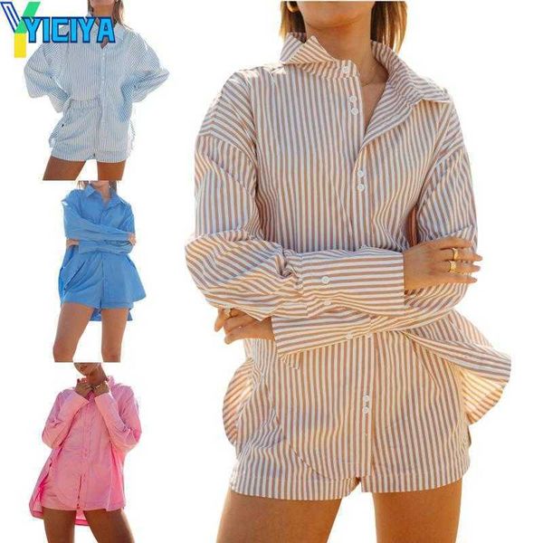 yiciya women's tracksuits women 2023 summer casual button shorts set striped solid color long sleeve shirt with elastic waist outfit, Gray
yiciya women's tracksuits women 2023 summer casual button shorts set striped solid color long sleeve shirt with elastic waist outfit, Gray