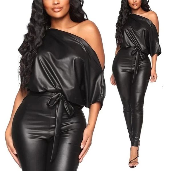 women's two piece pants fashion ladies pu feather jumpsuit black diagonal collar tight bandage party club jumpsuit gothic style 230512, White
women's two piece pants fashion ladies pu feather jumpsuit black diagonal collar tight bandage party club jumpsuit gothic style 230512, White