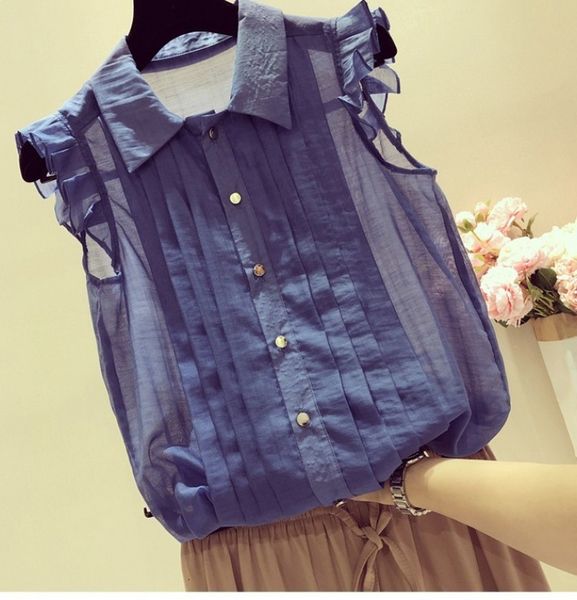 women's blouses shirts ruffle blouse women button feminine blouse shirt female elegant sleeveless fashion woman blouses summer solid la, White
women's blouses shirts ruffle blouse women button feminine blouse shirt female elegant sleeveless fashion woman blouses summer solid la, White