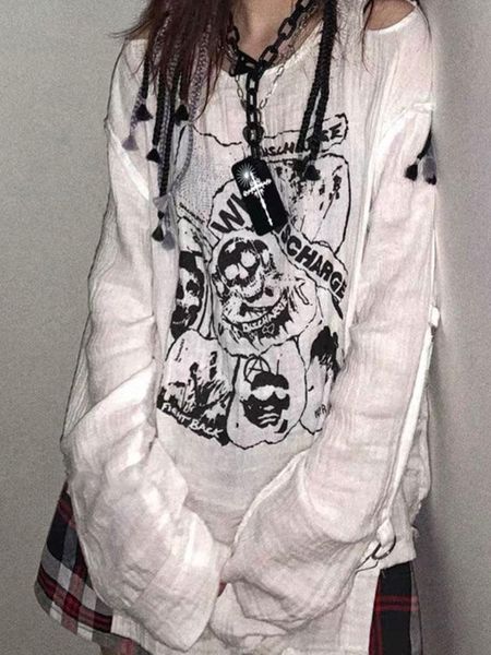 t-shirt punk graphic tees women one shoulder irregular skull print long sleeve tshirt women black bondage fairy grunge cotton harajuku, White
t-shirt punk graphic tees women one shoulder irregular skull print long sleeve tshirt women black bondage fairy grunge cotton harajuku, White
