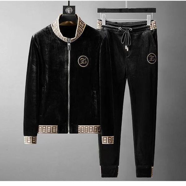 men's tracksuits autumn and winter net red social guy with the same suit men's trend handsome gold velvet embroidery fashion casua, Gray
men's tracksuits autumn and winter net red social guy with the same suit men's trend handsome gold velvet embroidery fashion casua, Gray