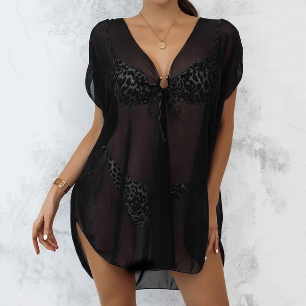 swimwear sxey short sleeve see through women mesh sheer tunic beach cover up female beach coverups dress beachwear, White;black
swimwear sxey short sleeve see through women mesh sheer tunic beach cover up female beach coverups dress beachwear, White;black