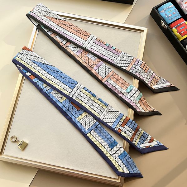 and high-endh twist weave thin narrow long silk scarf spring and summer 100% silk twill tied bag wrapped handle ribbon ma jia, Blue;gray
and high-endh twist weave thin narrow long silk scarf spring and summer 100% silk twill tied bag wrapped handle ribbon ma jia, Blue;gray