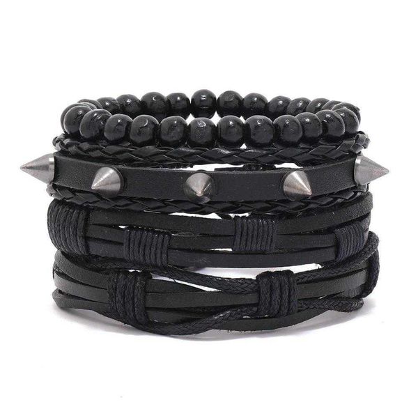 retro set woven bracelet personality fashion rivet hip hop combination mens ornament, Golden;silver
retro set woven bracelet personality fashion rivet hip hop combination mens ornament, Golden;silver