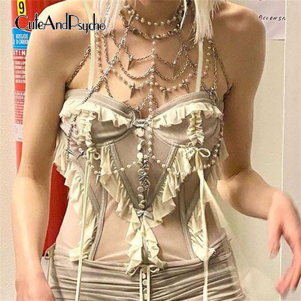 women's tanks camis cuteandpsycho ruched mesh bustier milkmaid seksi tali spaghetti pakaian grunge y2k fairycore atasan abu abu ramping, White
women's tanks camis cuteandpsycho ruched mesh bustier milkmaid seksi tali spaghetti pakaian grunge y2k fairycore atasan abu abu ramping, White