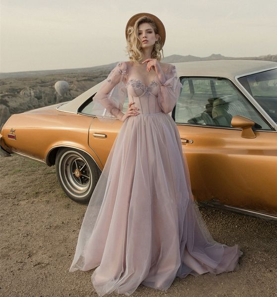boho wedding dress 2023 sweetheart lilac tulle a-line exposed boning long sleeves with 3d flowers bridal gown vestidos de novias robe de mar, White
boho wedding dress 2023 sweetheart lilac tulle a-line exposed boning long sleeves with 3d flowers bridal gown vestidos de novias robe de mar, White