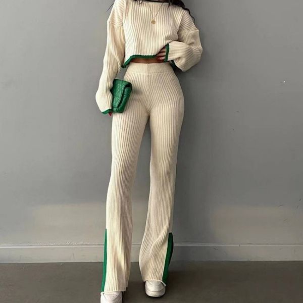 women's two piece pants women's casual spliced side split pants set knitted two piece women's spring umbilical sweater high w, White
women's two piece pants women's casual spliced side split pants set knitted two piece women's spring umbilical sweater high w, White