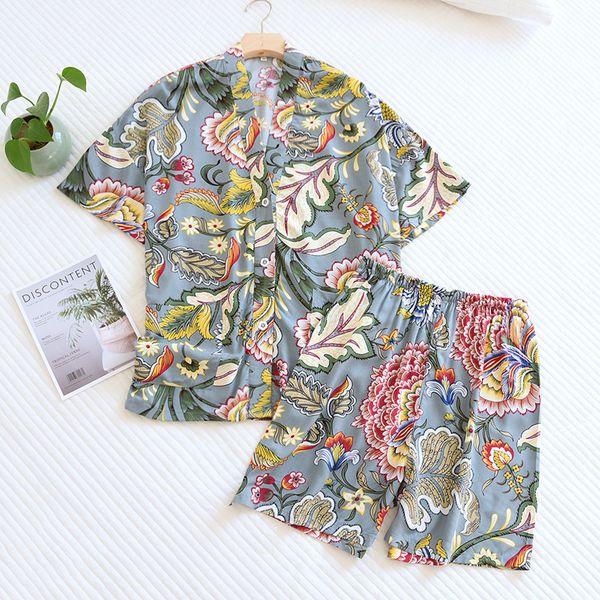 women's sleepwear summer ladies 100% viscose pajamas short sleeve shorts two piece floral v-neck thin loose women's homewear set s, Black;red
women's sleepwear summer ladies 100% viscose pajamas short sleeve shorts two piece floral v-neck thin loose women's homewear set s, Black;red