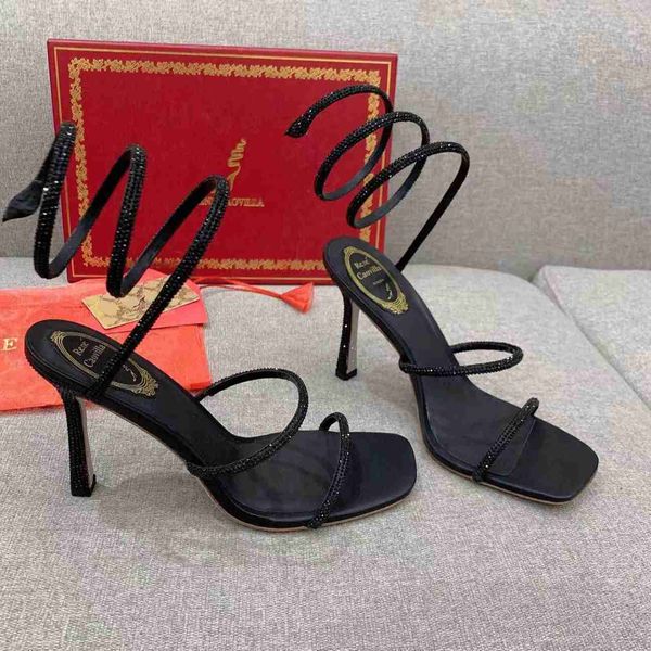 rene caovilla cleo rhinestones-studded stiletto sandals 95mm square head snake strass ankle wraparound women's high heels luxury withh, Black
rene caovilla cleo rhinestones-studded stiletto sandals 95mm square head snake strass ankle wraparound women's high heels luxury withh, Black