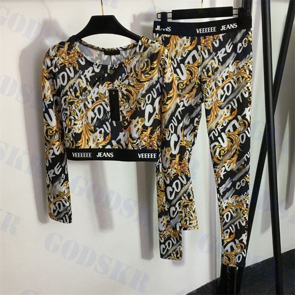 vintage pattern letter logo pants set designer long sleeve t shirt elastic trousers two colors, White
vintage pattern letter logo pants set designer long sleeve t shirt elastic trousers two colors, White