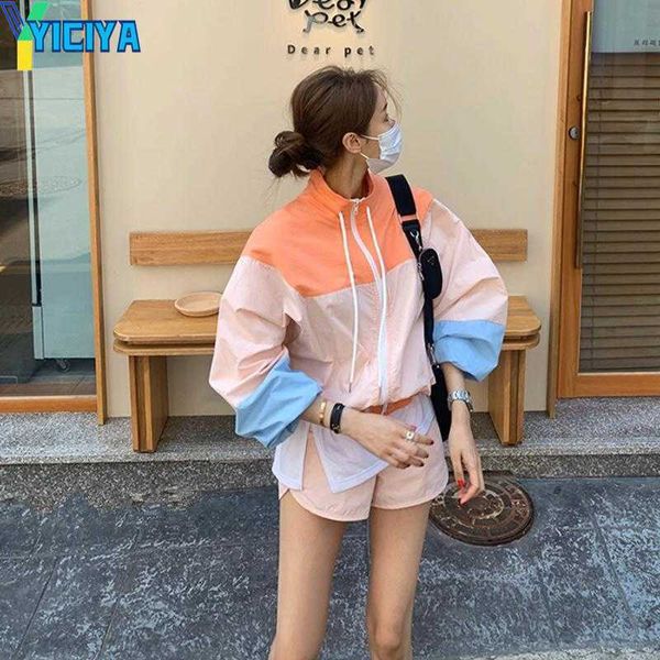 yiciya women's tracksuits stand bomber jackets loose contrast zipper coat wide leg shorts for women casual sunscreen sweatshirts 2 piec, Gray
yiciya women's tracksuits stand bomber jackets loose contrast zipper coat wide leg shorts for women casual sunscreen sweatshirts 2 piec, Gray