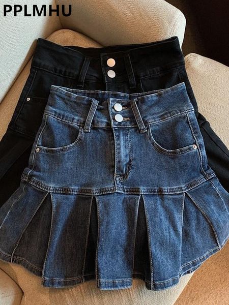 skirts y2k streetwear mini denim pleated skirt womens high waist vintage blue preppy style uniforms safety short jean 230516, Black
skirts y2k streetwear mini denim pleated skirt womens high waist vintage blue preppy style uniforms safety short jean 230516, Black