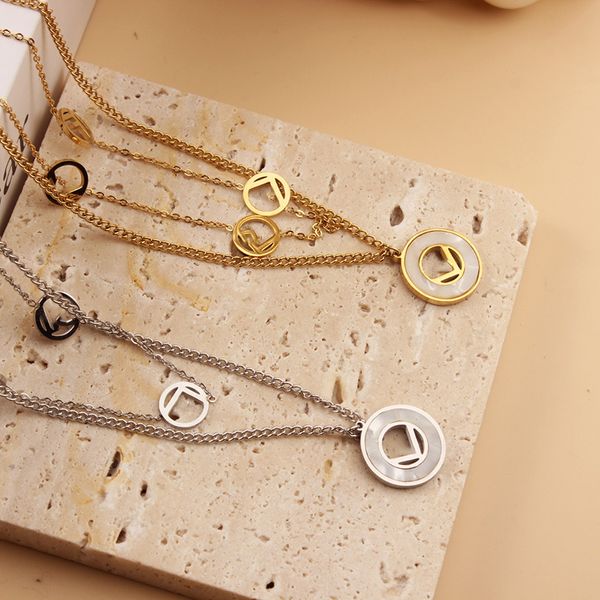 

Double Layered Letter Necklace Gold Silver Plated Stainless Steel Jewelry for Women Gift
