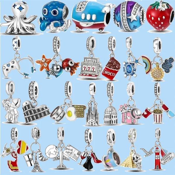 925 sterling silver charms for jewelry making for pandora beads ocean travel plane dangle love charms set pendant diy fine, Black 
925 sterling silver charms for jewelry making for pandora beads ocean travel plane dangle love charms set pendant diy fine, Black