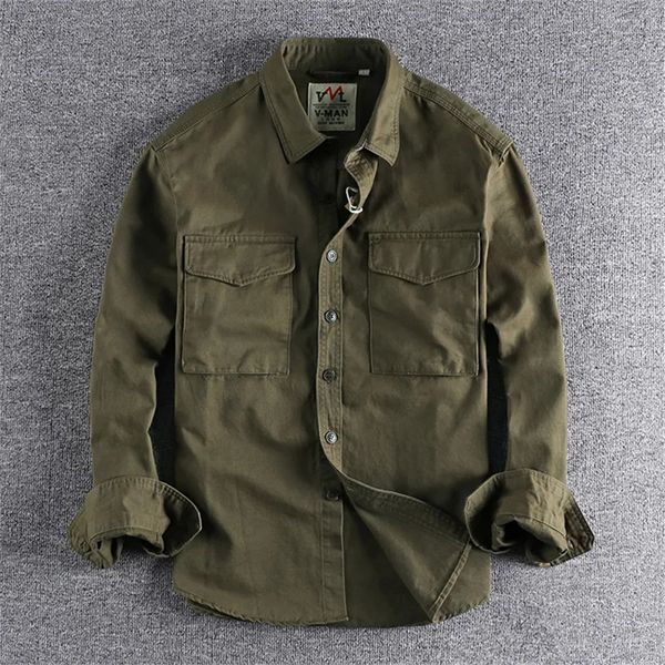 men's casual shirts retro male cargo shirt jacket canvas cotton khaki military casual work mens clothing single-breasted camisas de ho, White;black
men's casual shirts retro male cargo shirt jacket canvas cotton khaki military casual work mens clothing single-breasted camisas de ho, White;black