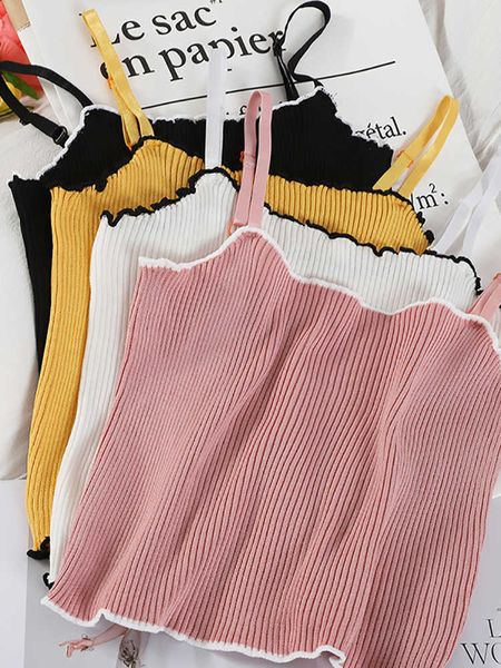 women's tanks camis heliar women stretch crop knitted camis flounce hem casual spaghetti female solid camis summer 2022 aa230515, White
women's tanks camis heliar women stretch crop knitted camis flounce hem casual spaghetti female solid camis summer 2022 aa230515, White