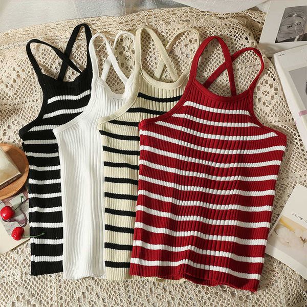 women's tanks camis heliar women summer cross halter crop female striped knitted camisole femme o-neck simple sleeveless aa230515, White
women's tanks camis heliar women summer cross halter crop female striped knitted camisole femme o-neck simple sleeveless aa230515, White