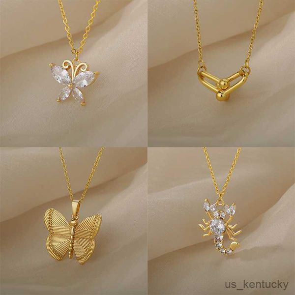pendant necklaces stainless steel butterfly nelaces for women zircon scorpion butterfly animal pin pendant chain choker nelace jewelry gift, Silver
pendant necklaces stainless steel butterfly nelaces for women zircon scorpion butterfly animal pin pendant chain choker nelace jewelry gift, Silver