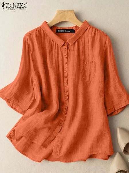 women's blouses shirts zanzea women 3/4 sleeve o-neck solid color blouse summer elegant shirt front pockets stylish casual office ol c, White
women's blouses shirts zanzea women 3/4 sleeve o-neck solid color blouse summer elegant shirt front pockets stylish casual office ol c, White