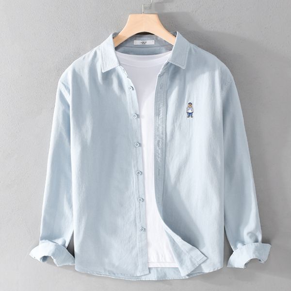 men's casual shirts long sleeve bear embroidered casual cotton shirts for men trend comfortable clothes camisas de hombre chemise 23051, White;black
men's casual shirts long sleeve bear embroidered casual cotton shirts for men trend comfortable clothes camisas de hombre chemise 23051, White;black