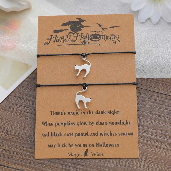 halloween card bracelet personality fashion black cat wax line woven, Golden;silver
halloween card bracelet personality fashion black cat wax line woven, Golden;silver
