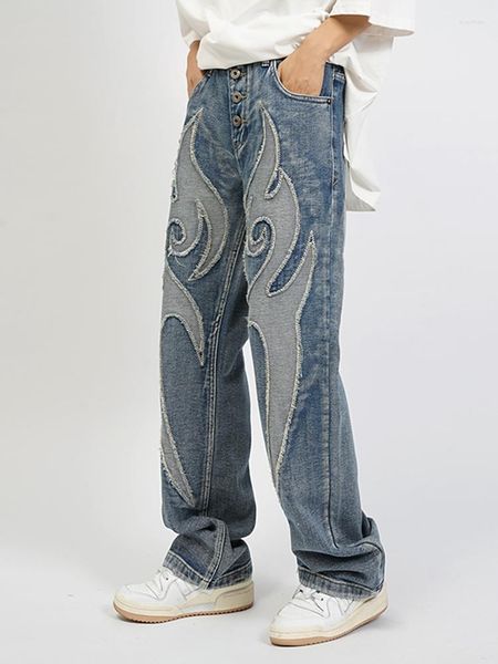 men's jeans high street patchwork skull embroidery casual y2k elastic waist loose wide leg denim luxury trousers pants, Blue
men's jeans high street patchwork skull embroidery casual y2k elastic waist loose wide leg denim luxury trousers pants, Blue